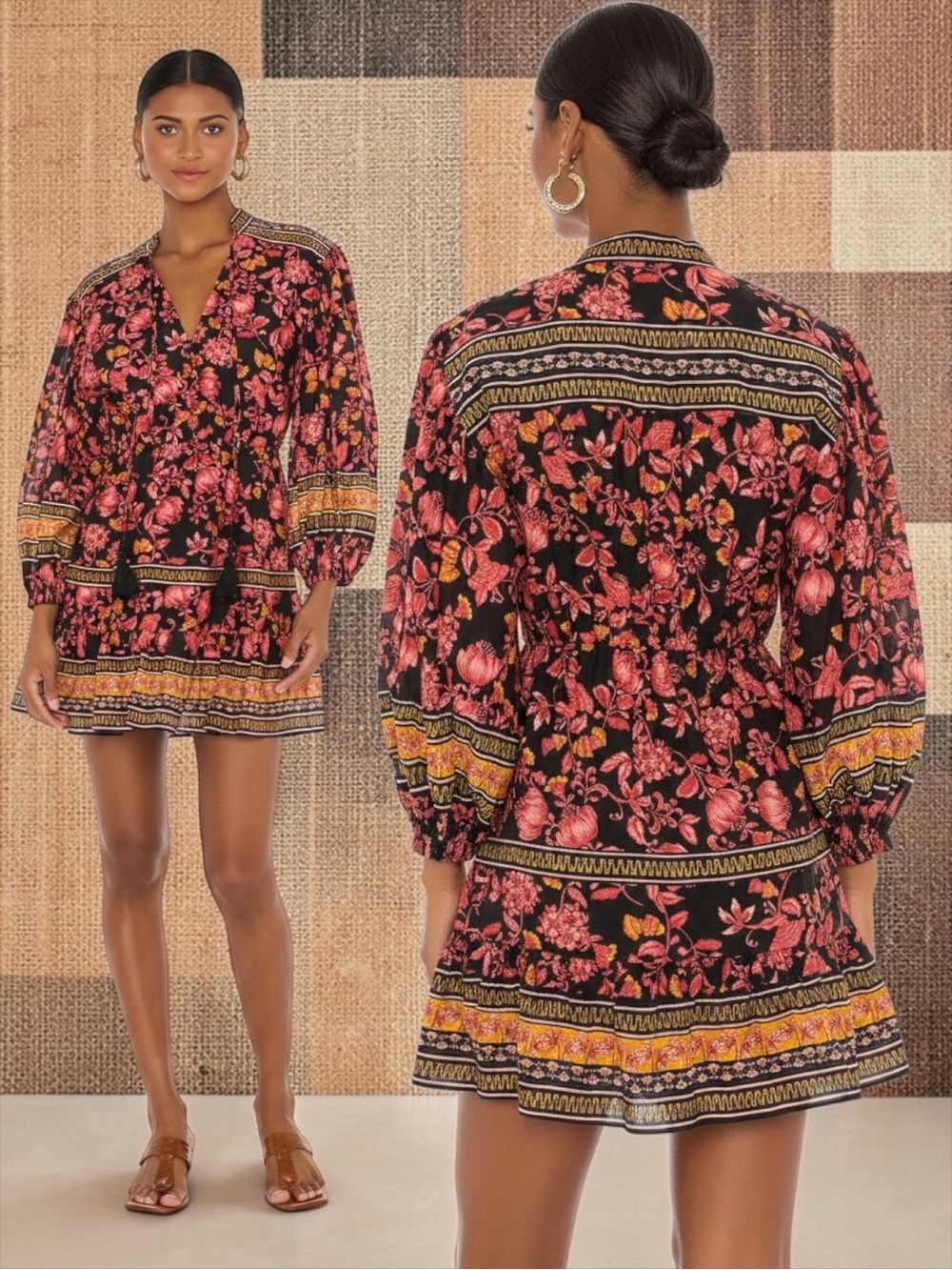 Alice + Olivia Women’s Silk Blend Sedona Mandarin - Collar Mini Dress Size 12/L